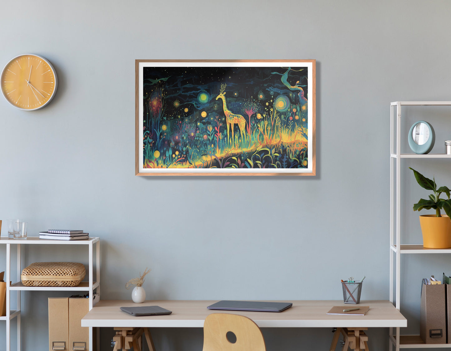 Mystical Giraffe Night Black African American canvas print view 84
