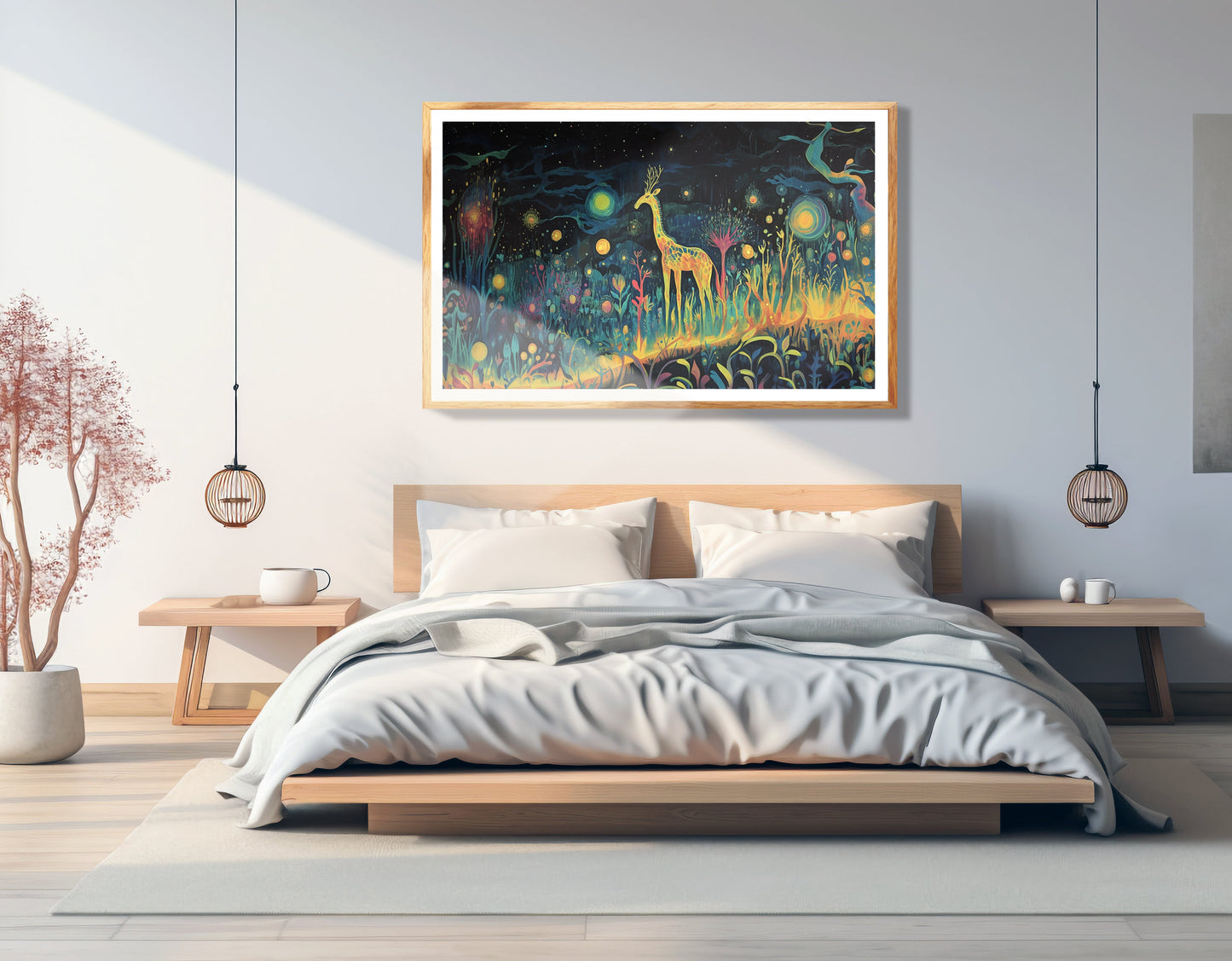 Mystical Giraffe Night Black African American canvas print view 75