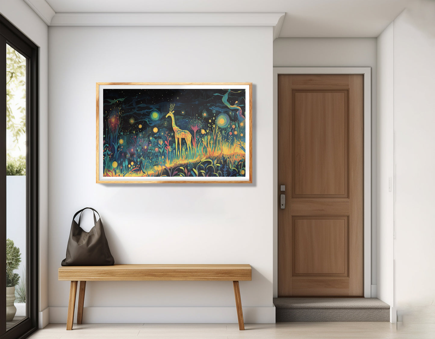 Mystical Giraffe Night Black African American canvas print view 77