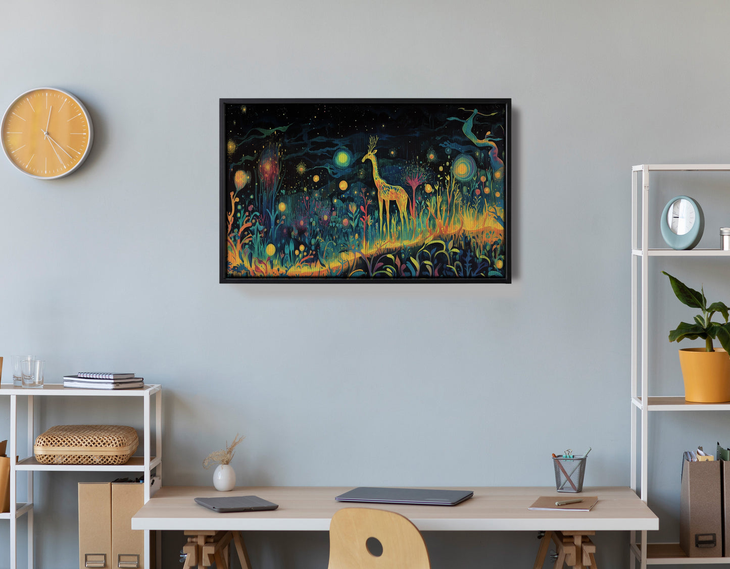 Mystical Giraffe Night Black African American canvas print view 30
