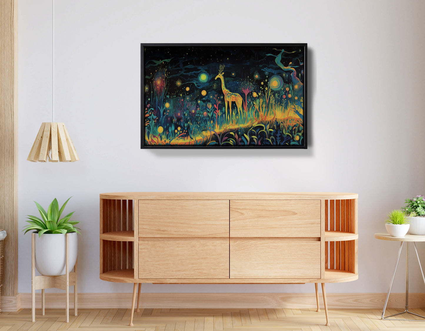 Mystical Giraffe Night Black African American canvas print view 26