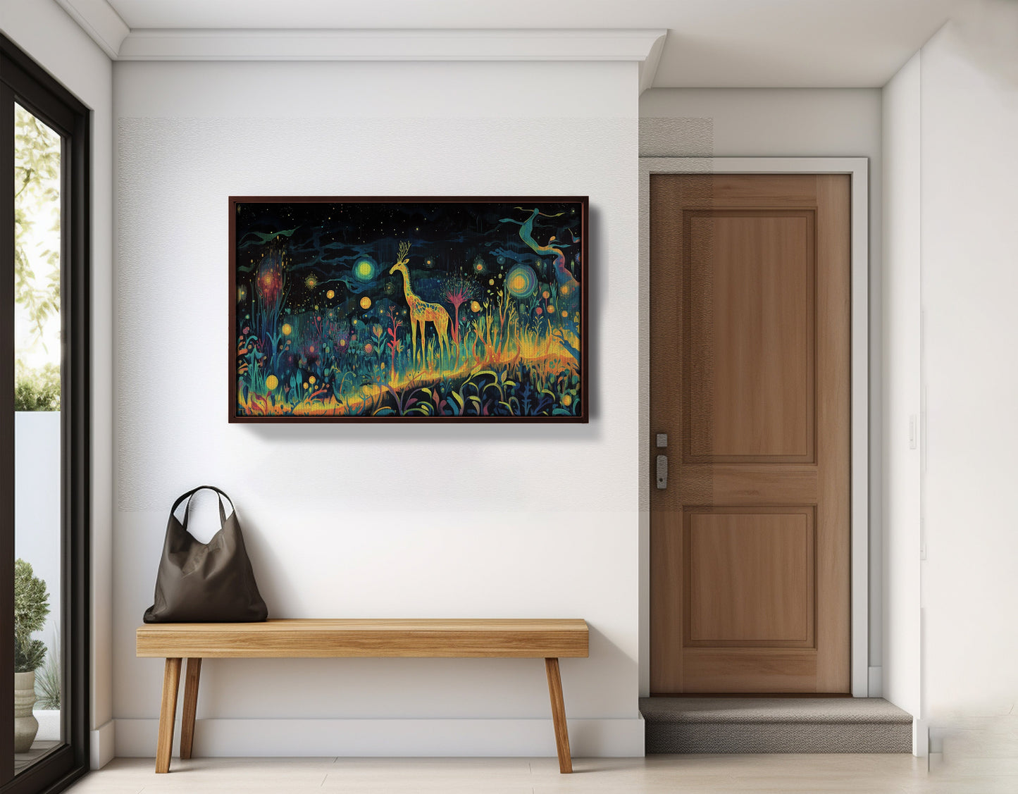 Mystical Giraffe Night Black African American canvas print view 35