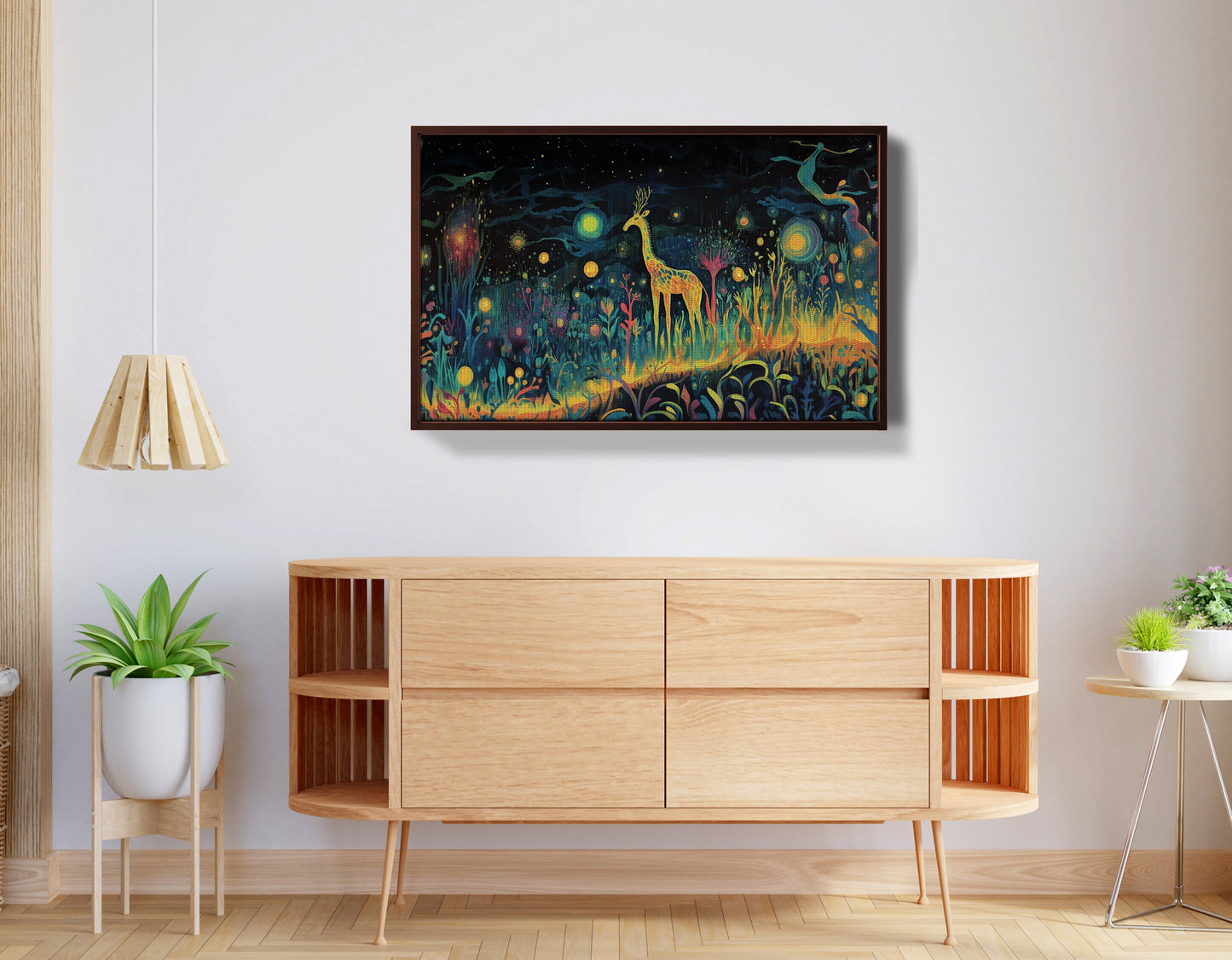 Mystical Giraffe Night Black African American canvas print view 32