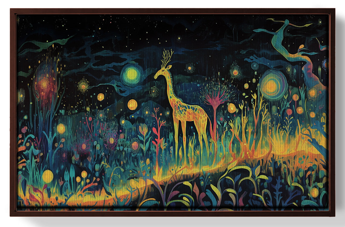 Mystical Giraffe Night Black African American canvas print view 31