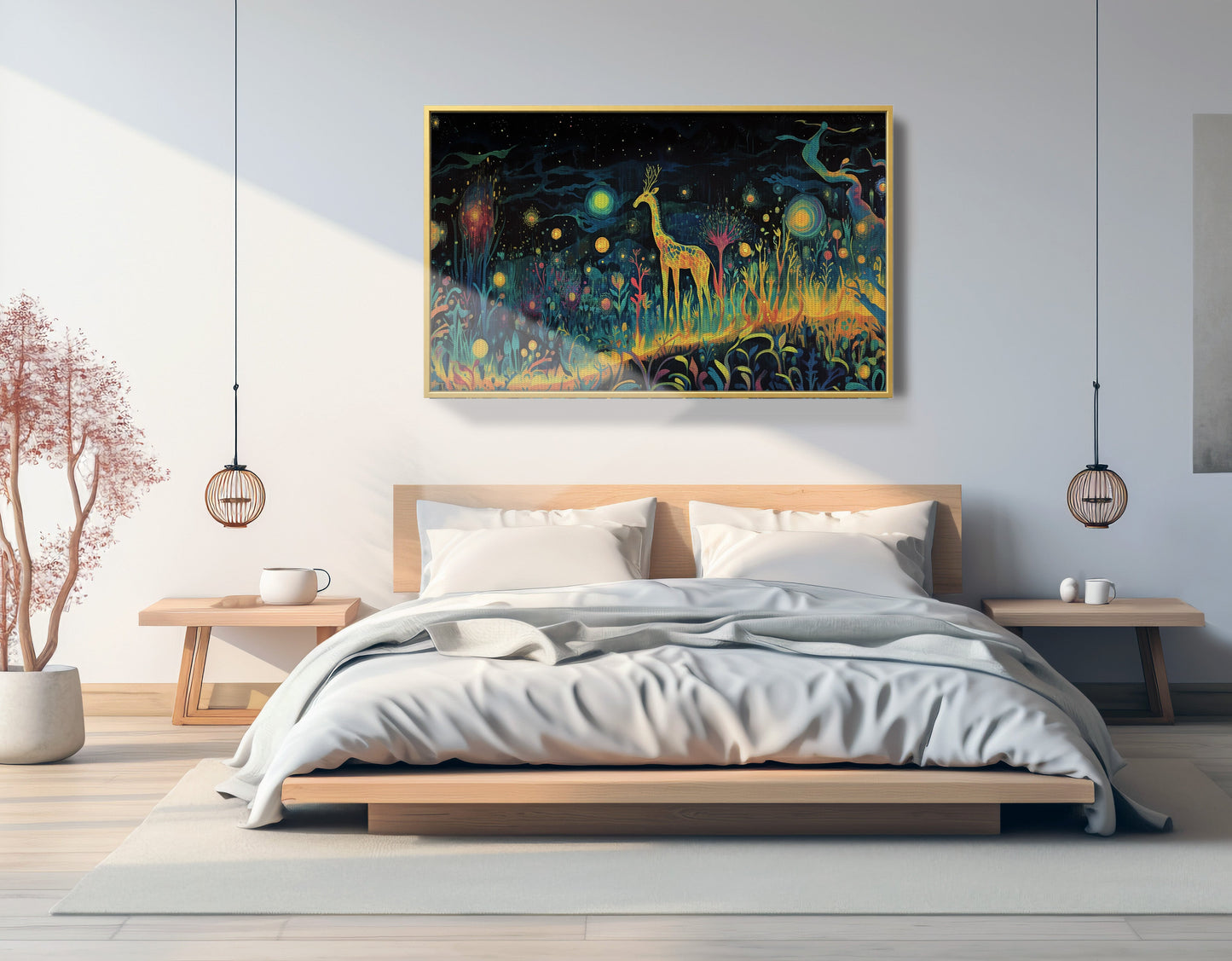 Mystical Giraffe Night Black African American canvas print view 39