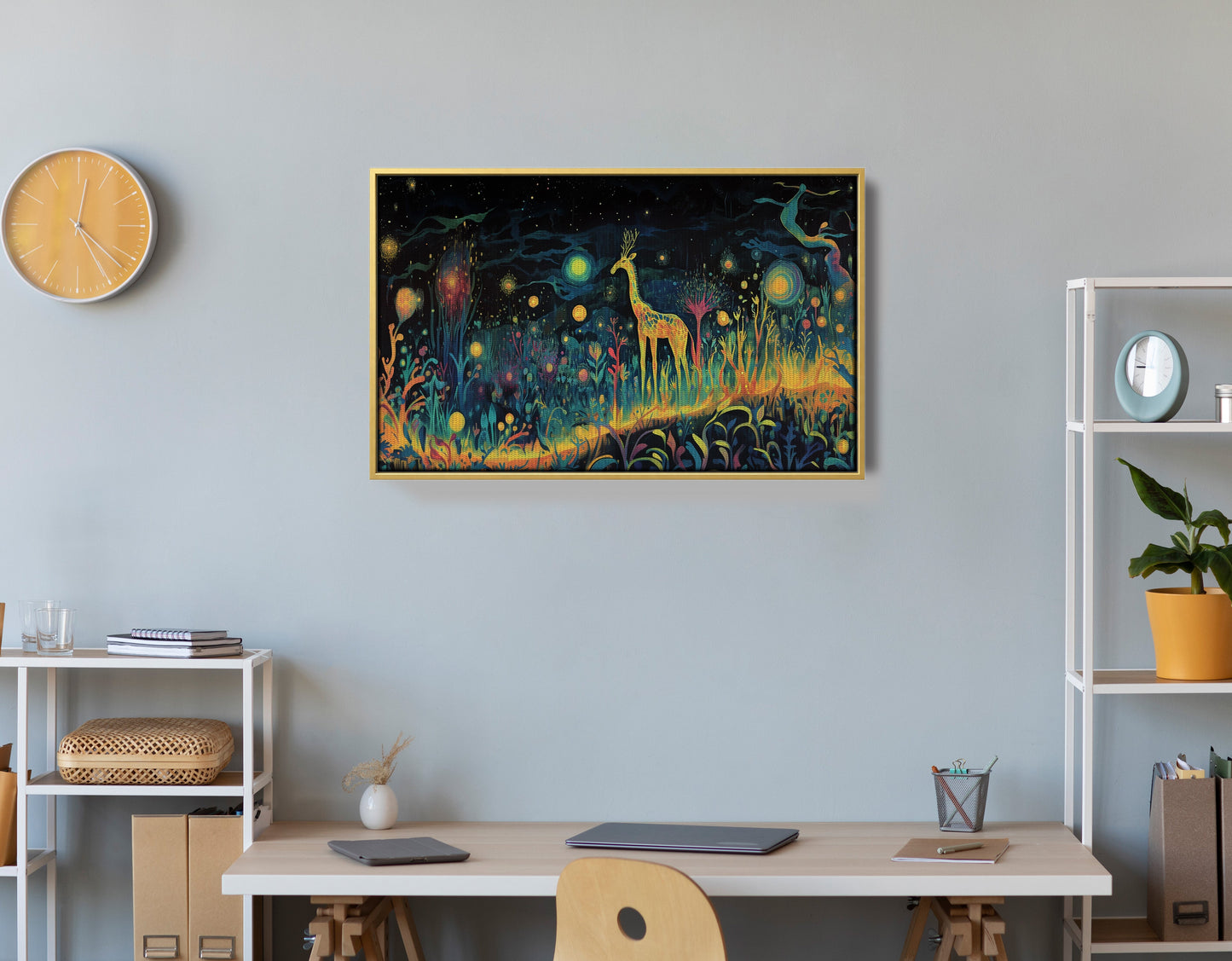 Mystical Giraffe Night Black African American canvas print view 42