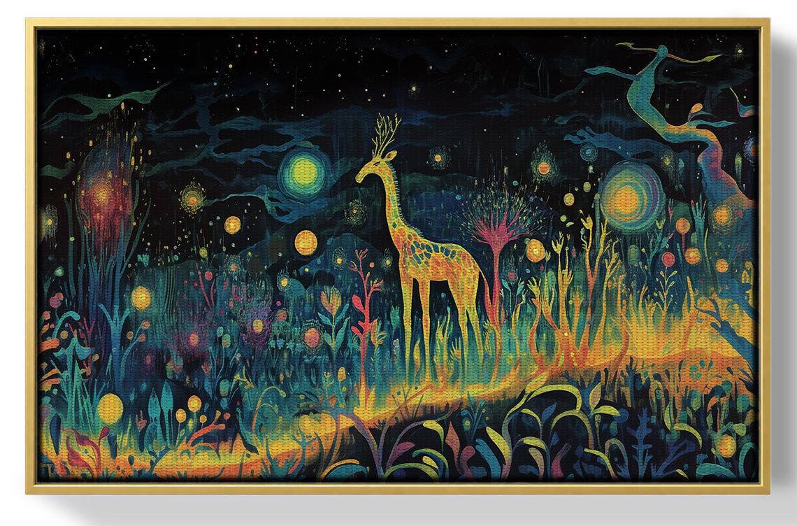 Mystical Giraffe Night Black African American canvas print view 37