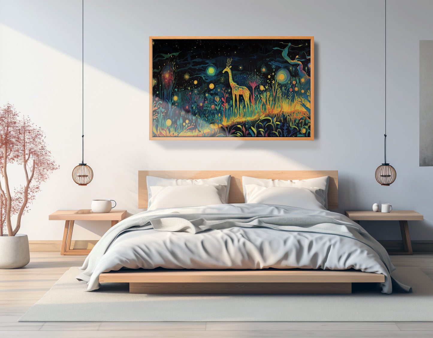 Mystical Giraffe Night Black African American canvas print view 45
