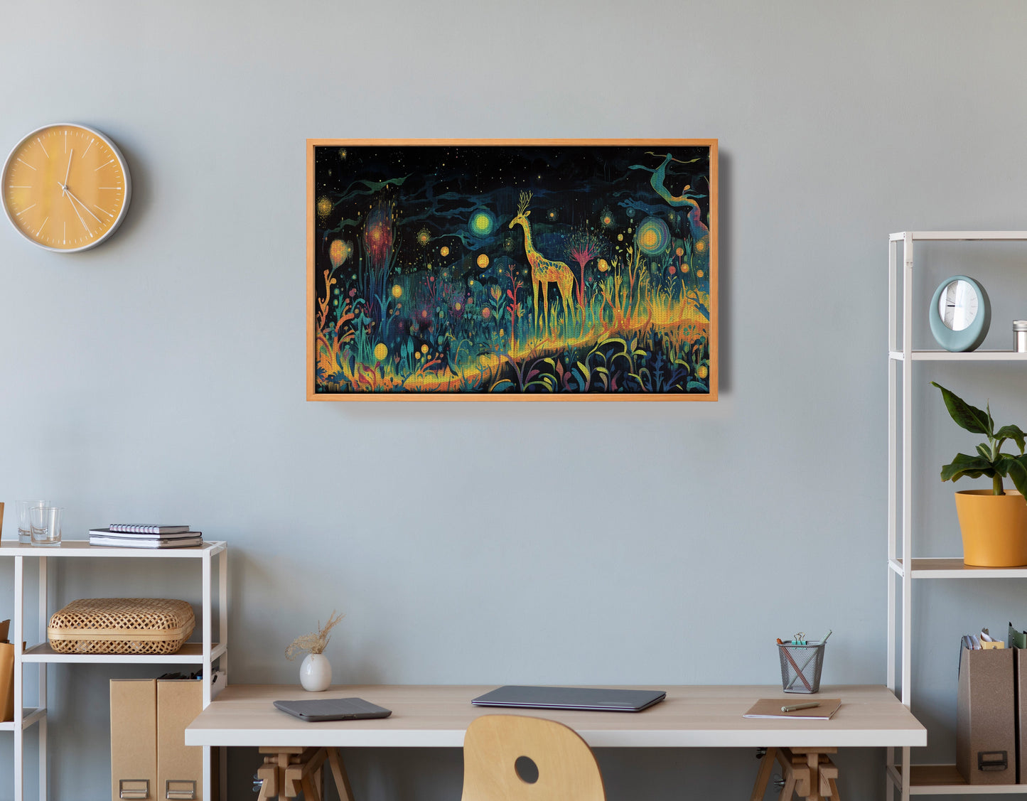 Mystical Giraffe Night Black African American canvas print view 48