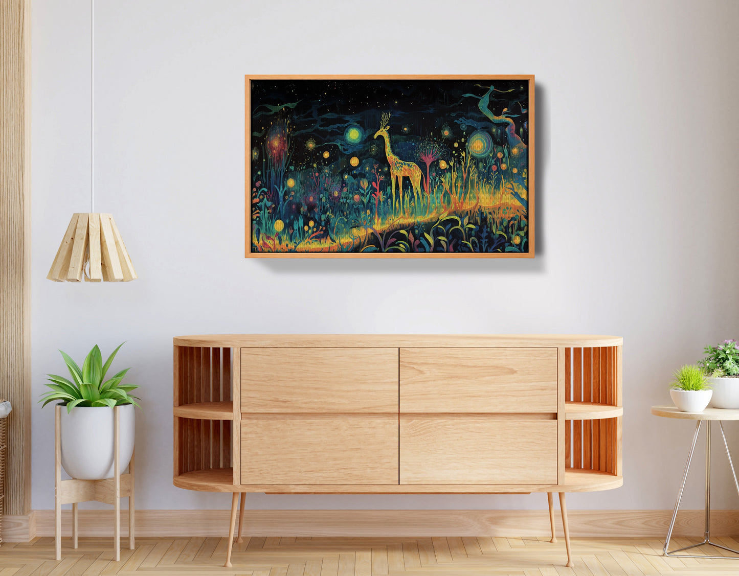 Mystical Giraffe Night Black African American canvas print view 44