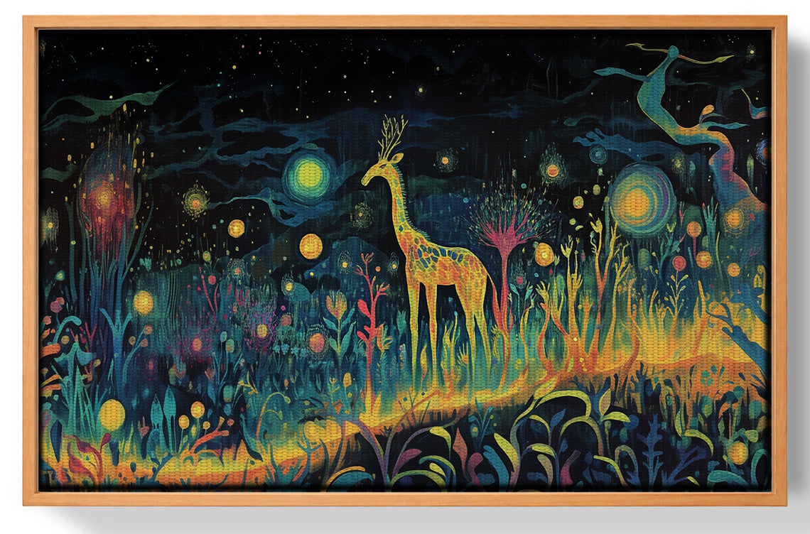 Mystical Giraffe Night Black African American canvas print view 43