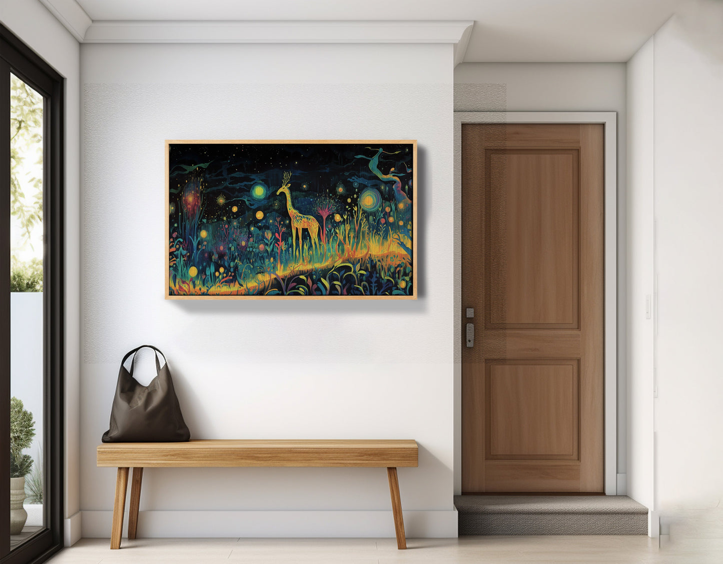 Mystical Giraffe Night Black African American canvas print view 53