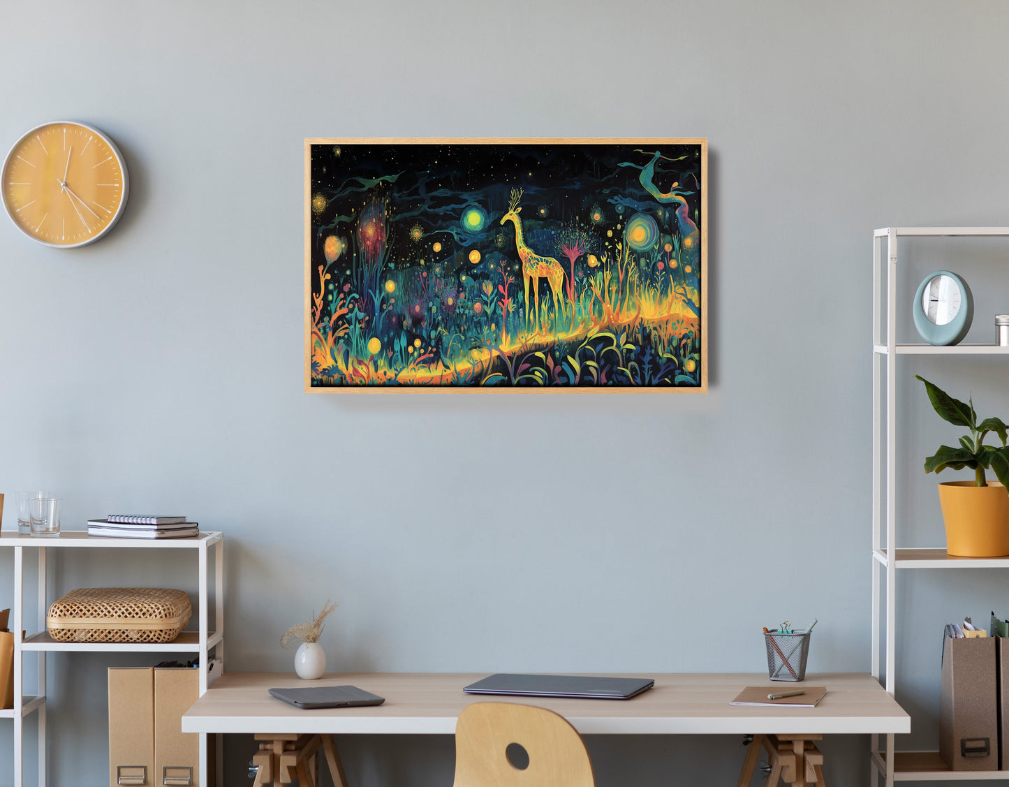 Mystical Giraffe Night Black African American canvas print view 54