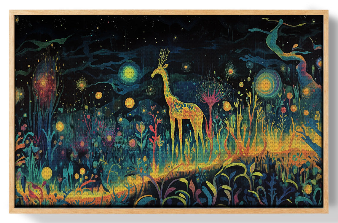 Mystical Giraffe Night Black African American canvas print view 49