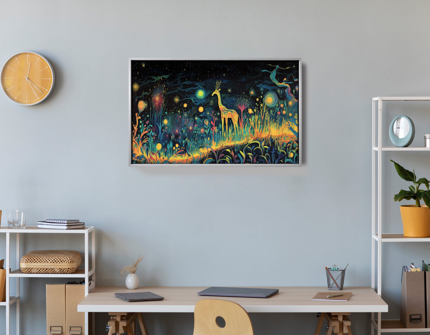Mystical Giraffe Night Black African American canvas print view 60