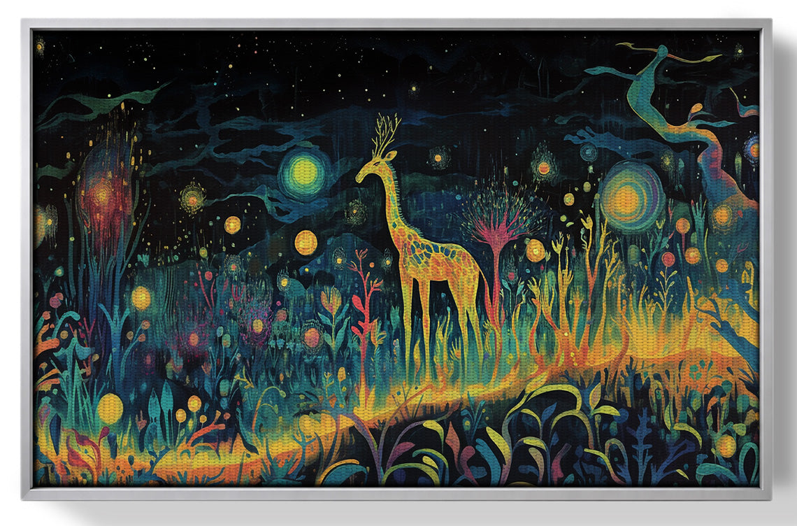 Mystical Giraffe Night Black African American canvas print view 55