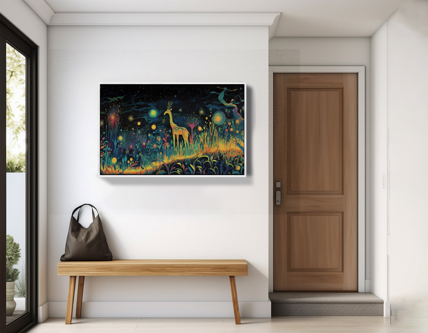 Mystical Giraffe Night Black African American canvas print view 65