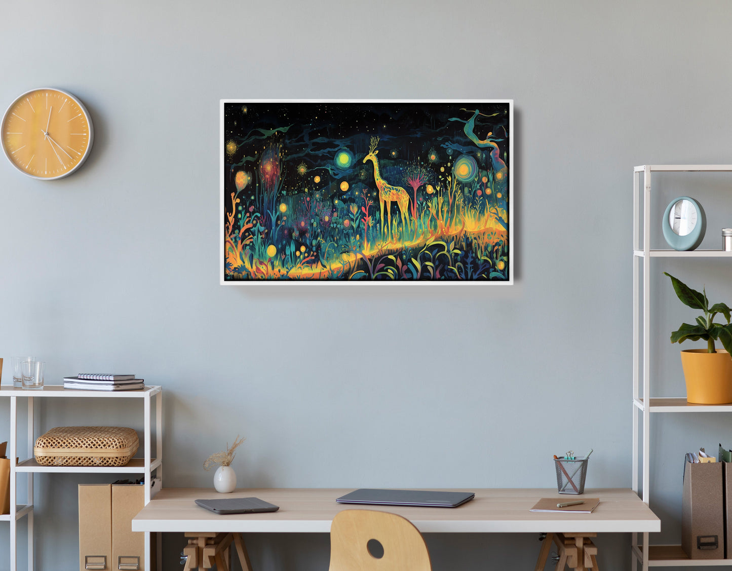Mystical Giraffe Night Black African American canvas print view 66