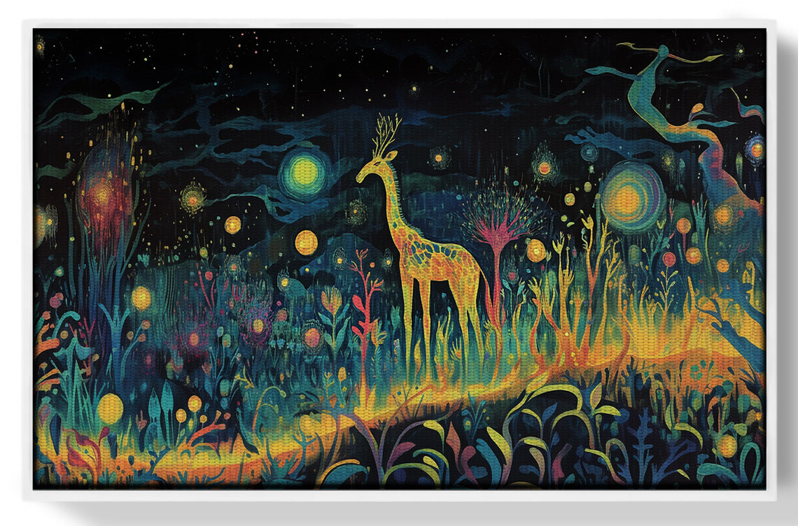 Mystical Giraffe Night Black African American canvas print view 61