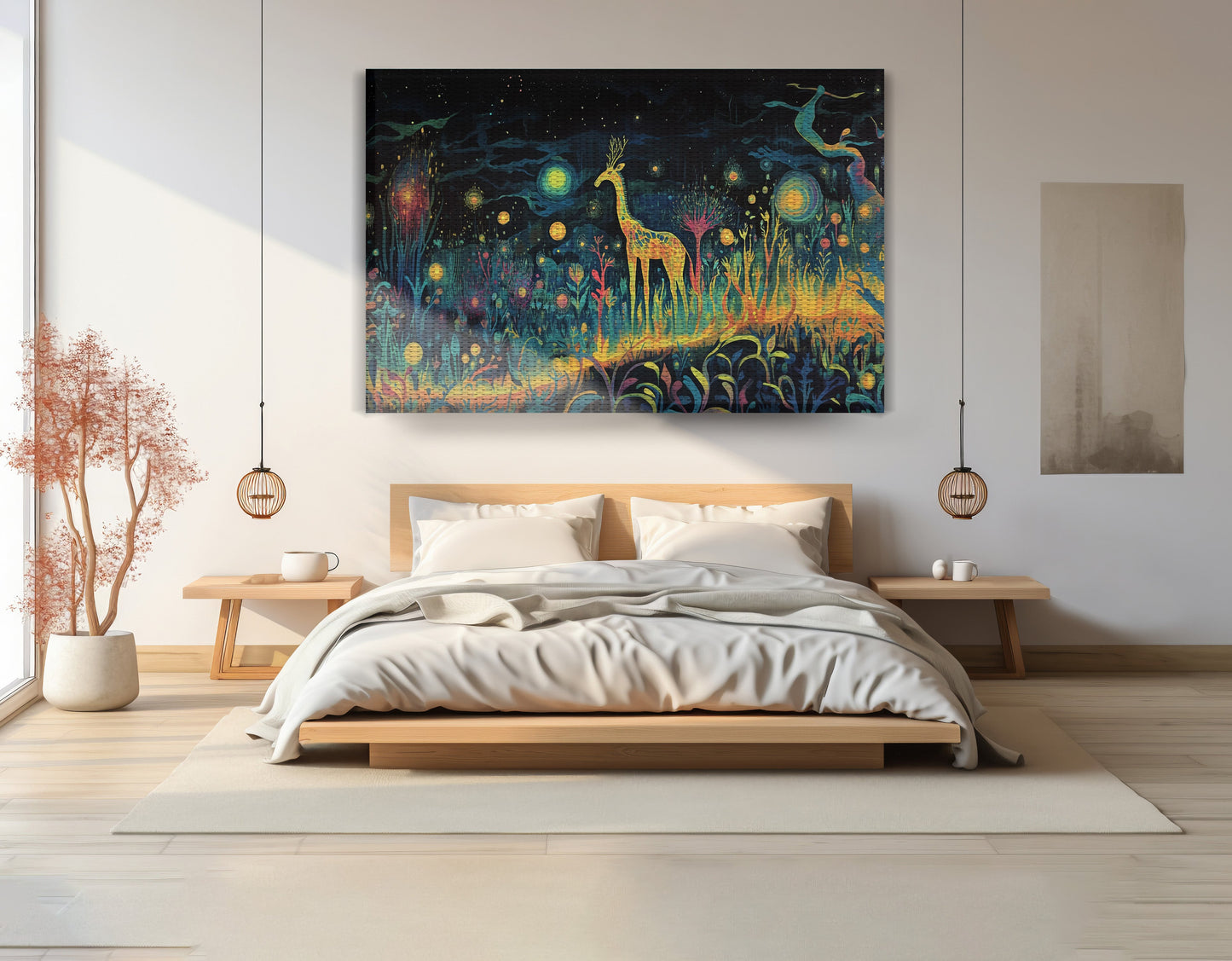 Mystical Giraffe Night Black African American canvas print view 15
