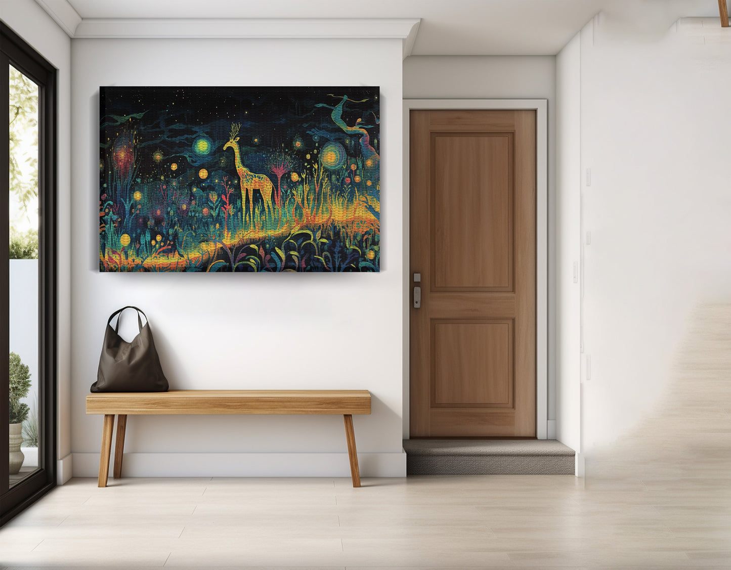 Mystical Giraffe Night Black African American canvas print view 17