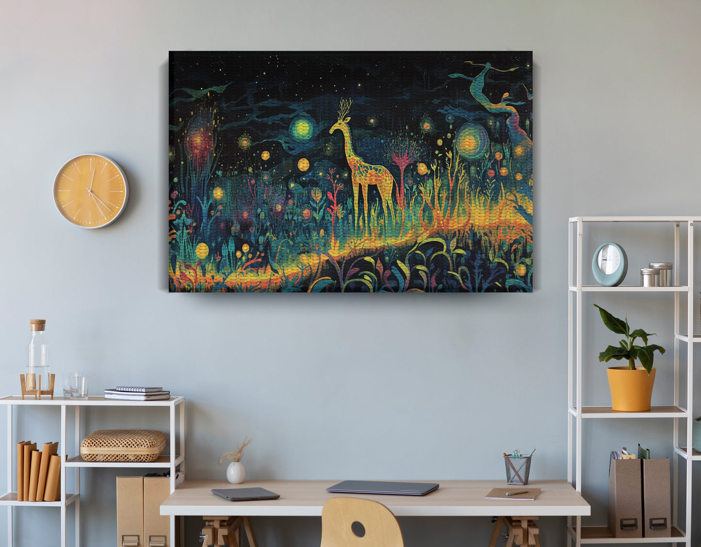 Mystical Giraffe Night Black African American canvas print view 18
