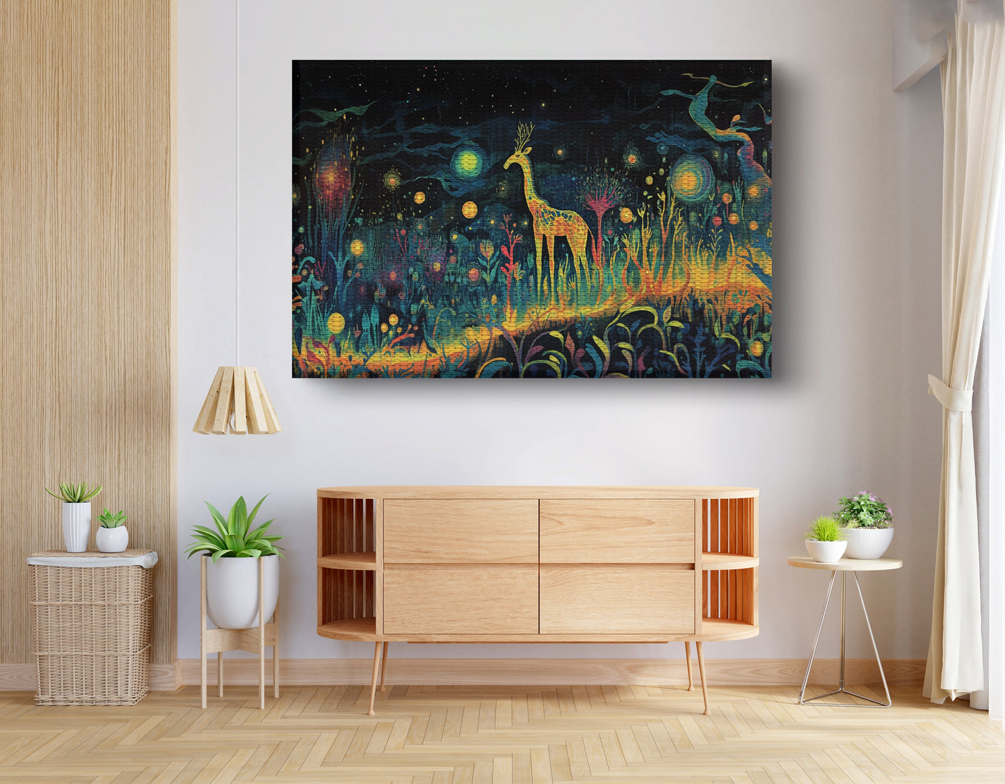 Mystical Giraffe Night Black African American canvas print view 14