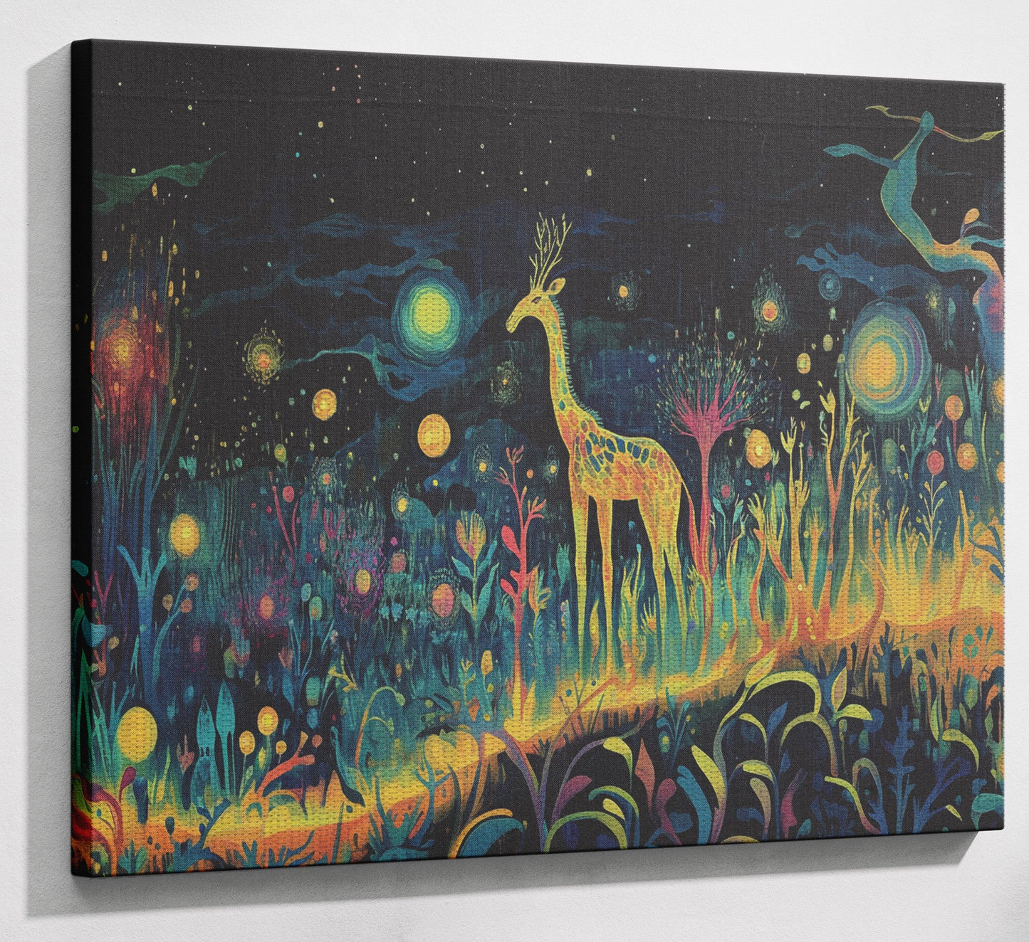Mystical Giraffe Night Black African American canvas print view 13