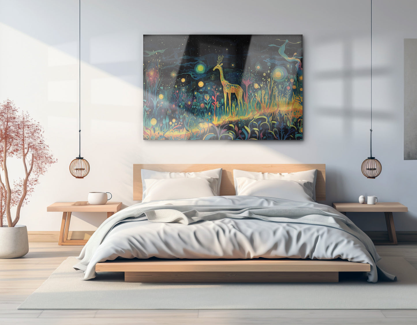Mystical Giraffe Night Black African American canvas print view 21