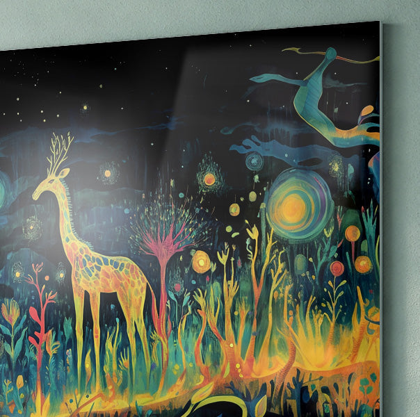 Mystical Giraffe Night Black African American canvas print view 22