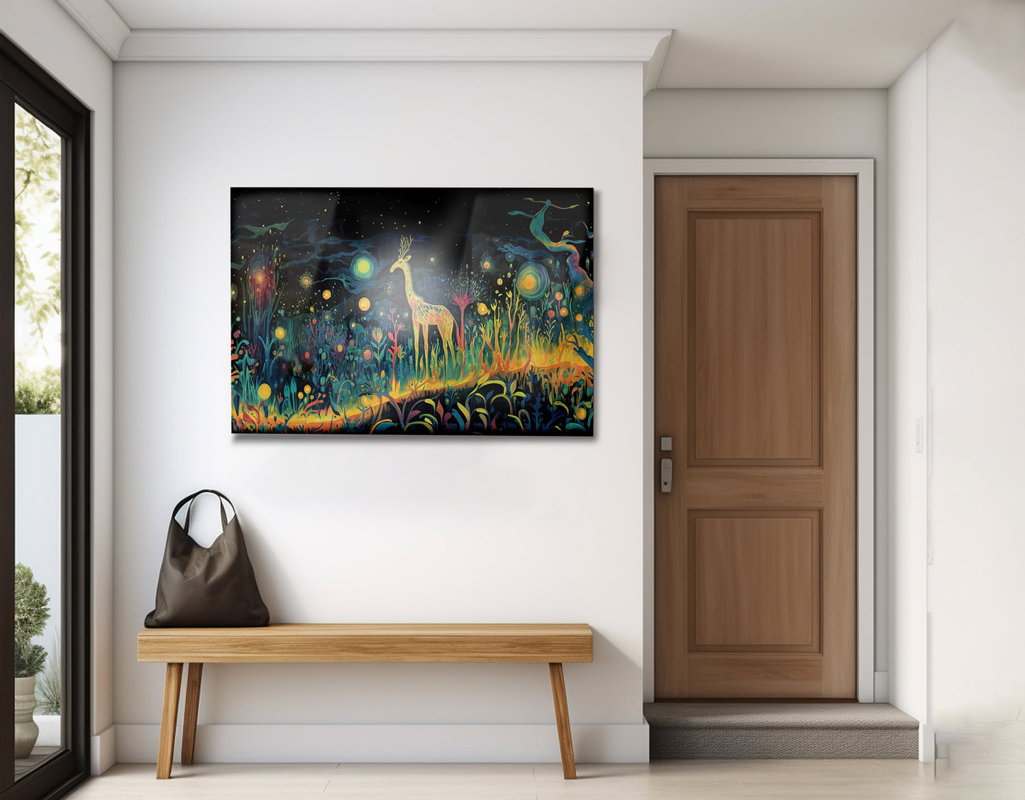 Mystical Giraffe Night Black African American canvas print view 23
