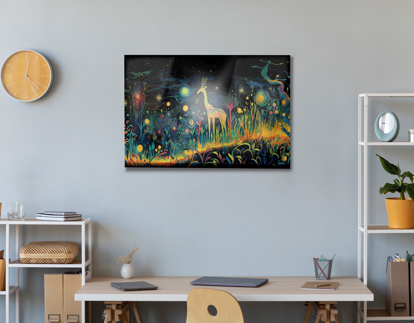 Mystical Giraffe Night Black African American canvas print view 24