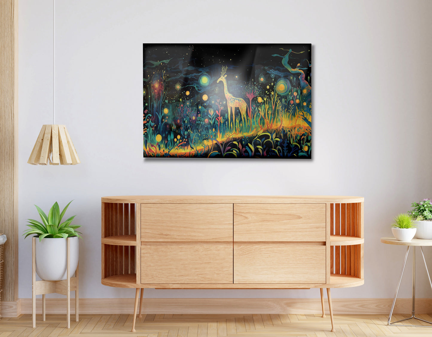 Mystical Giraffe Night Black African American canvas print view 20