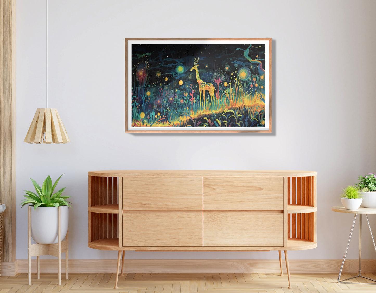 Mystical Giraffe Night Black African American canvas print view 80