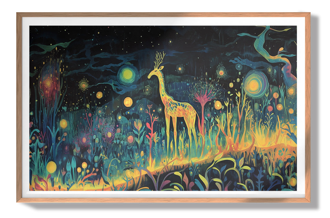 Mystical Giraffe Night Black African American canvas print view 79
