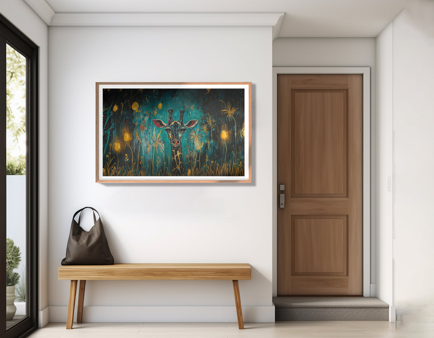 Giraffe Teal Night African American canvas print view 83