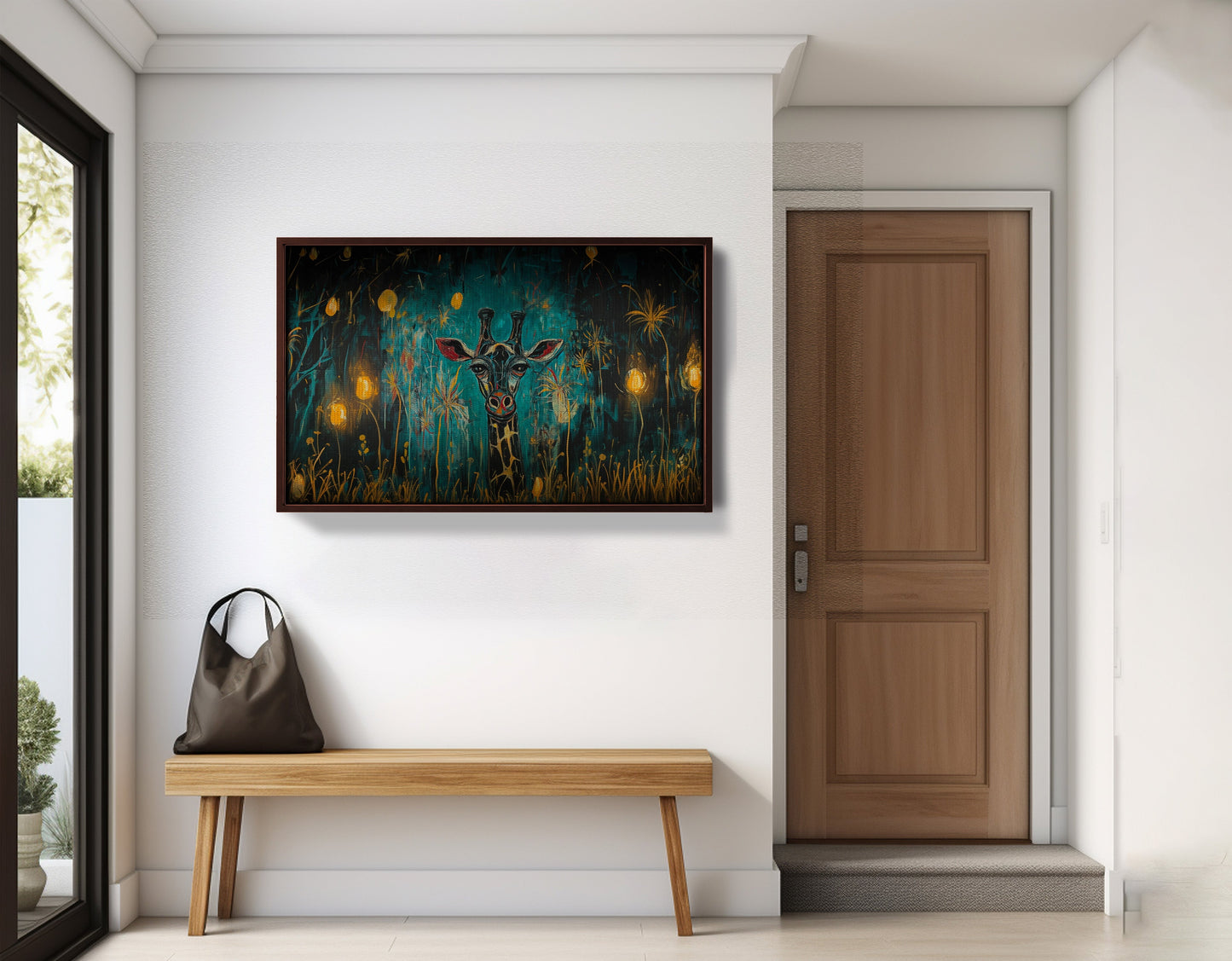 Giraffe Teal Night African American canvas print view 35