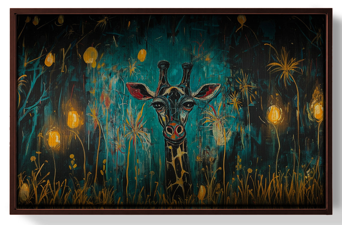 Giraffe Teal Night African American canvas print view 31