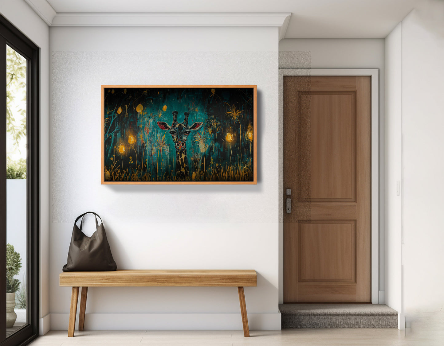 Giraffe Teal Night African American canvas print view 47