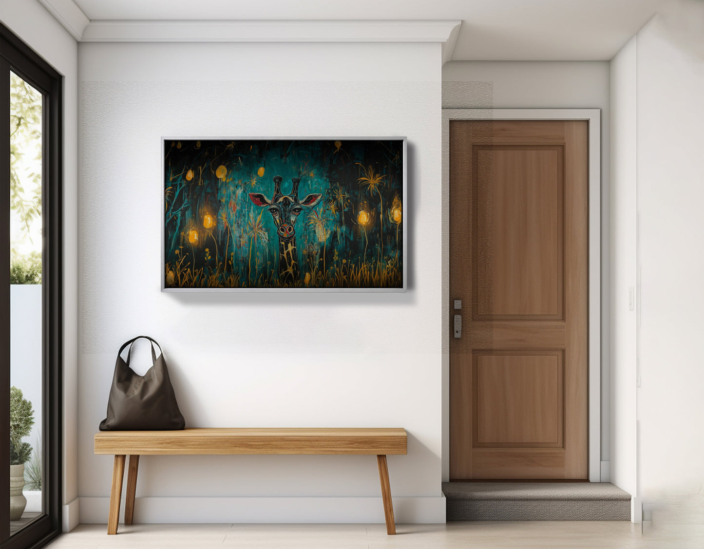 Giraffe Teal Night African American canvas print view 59
