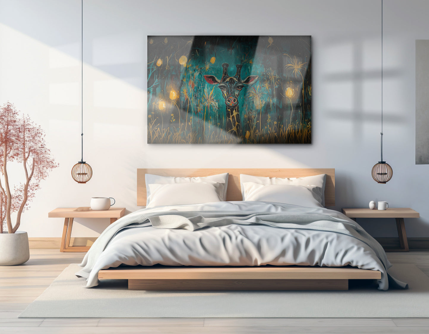 Giraffe Teal Night African American canvas print view 21