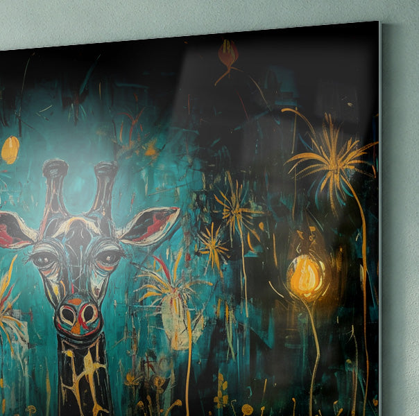 Giraffe Teal Night African American canvas print view 22