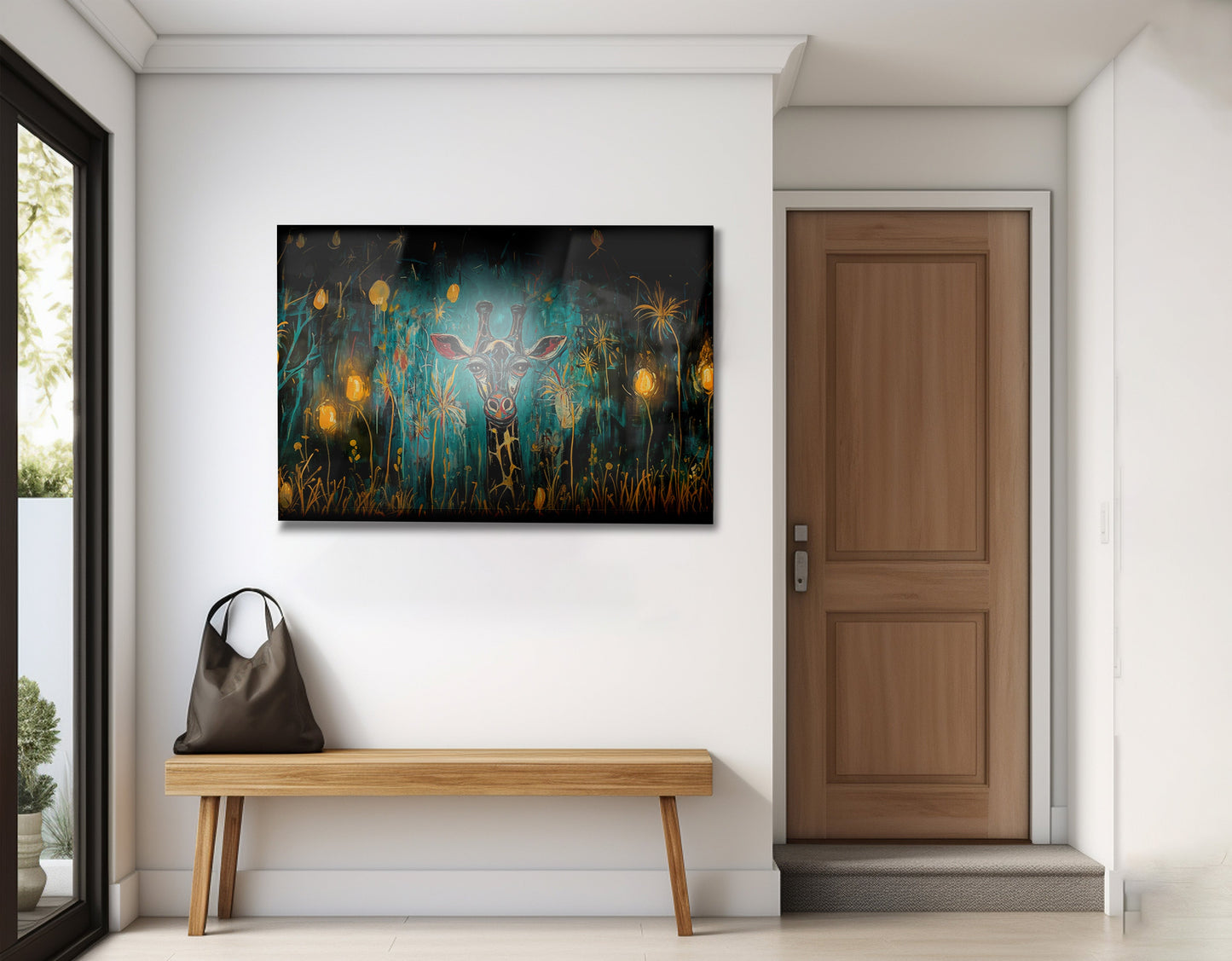 Giraffe Teal Night African American canvas print view 23