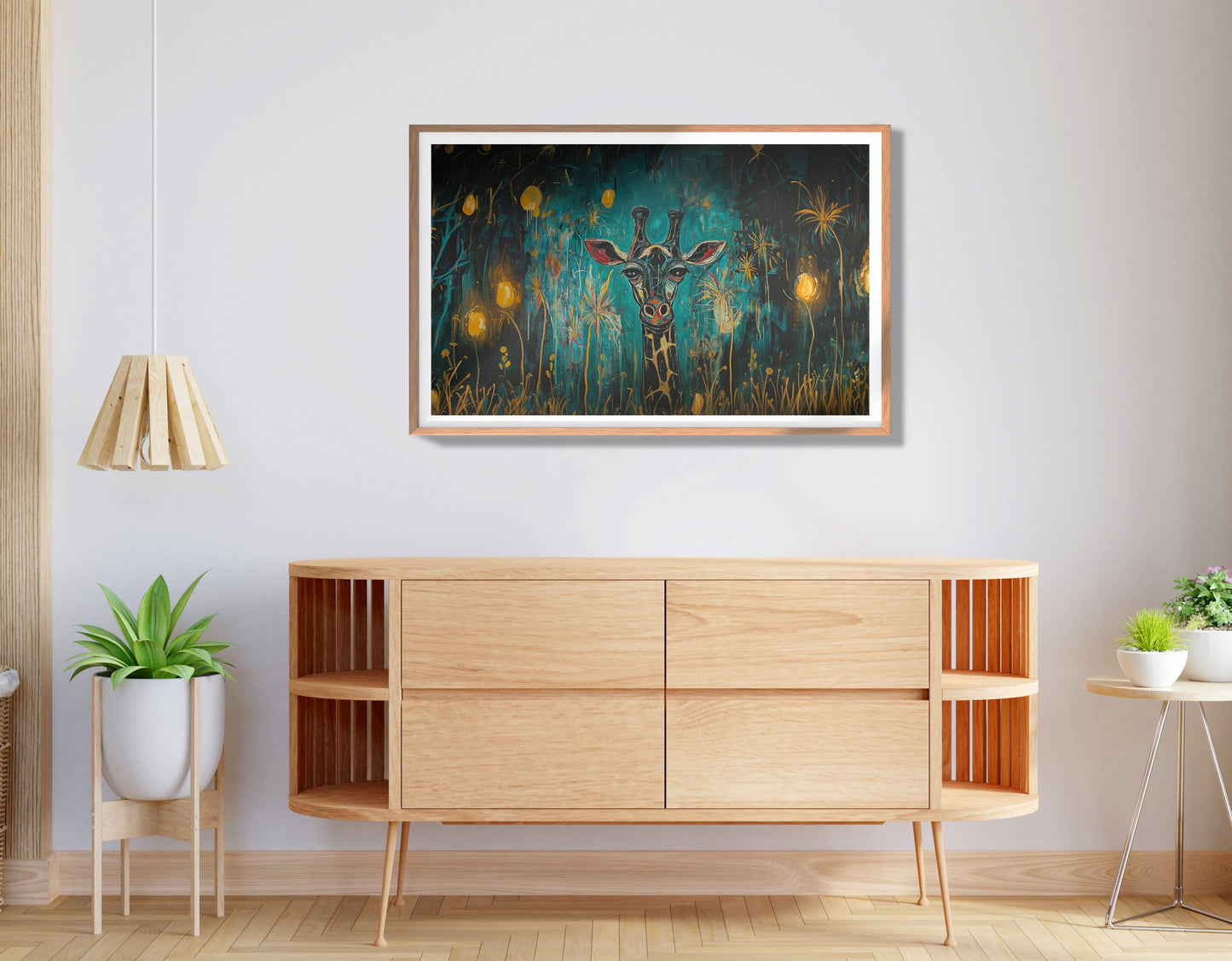 Giraffe Teal Night African American canvas print view 80