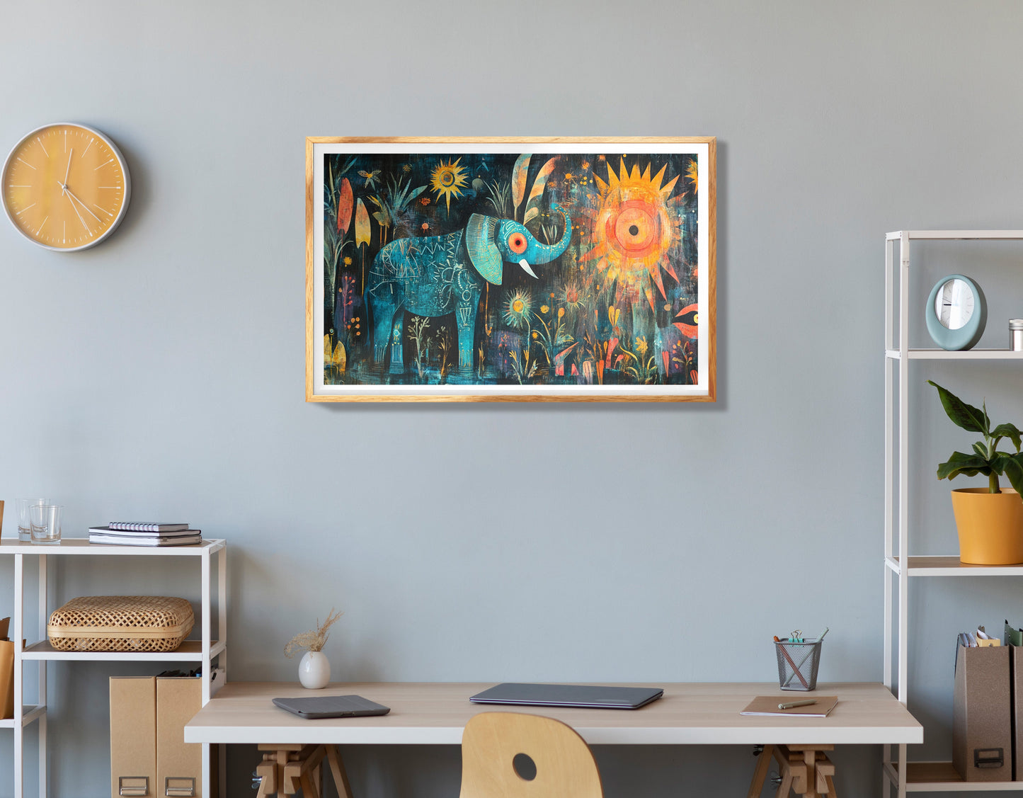 Mystical Giraffe Night Black African American canvas print view 78