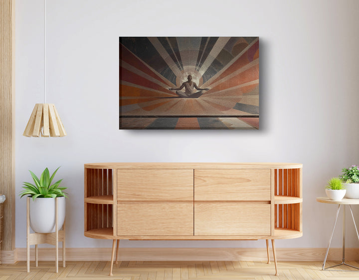 Black Woman Meditation Sun Rays Wall Art