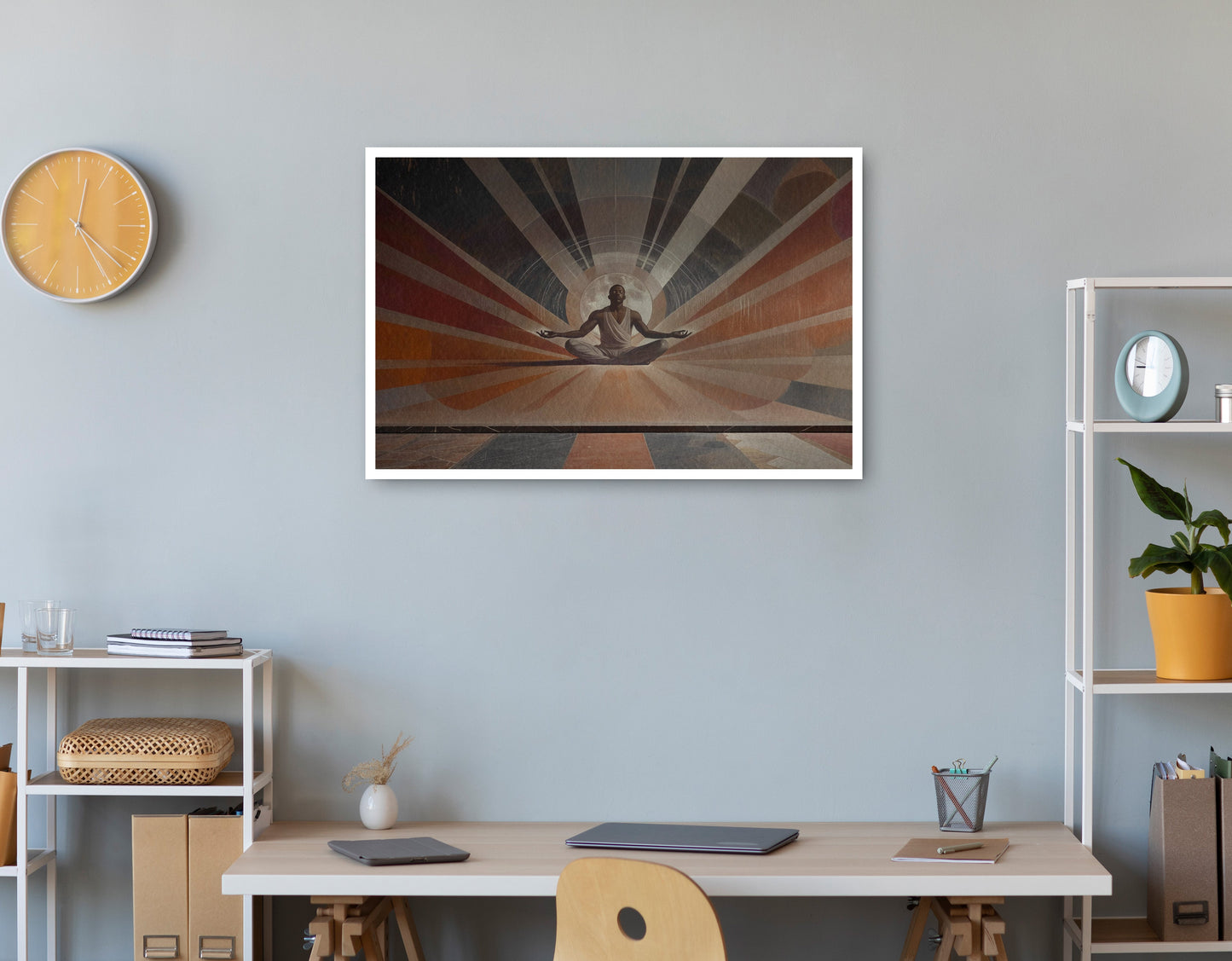 Black Woman Meditation Sun Rays African American wall art print view