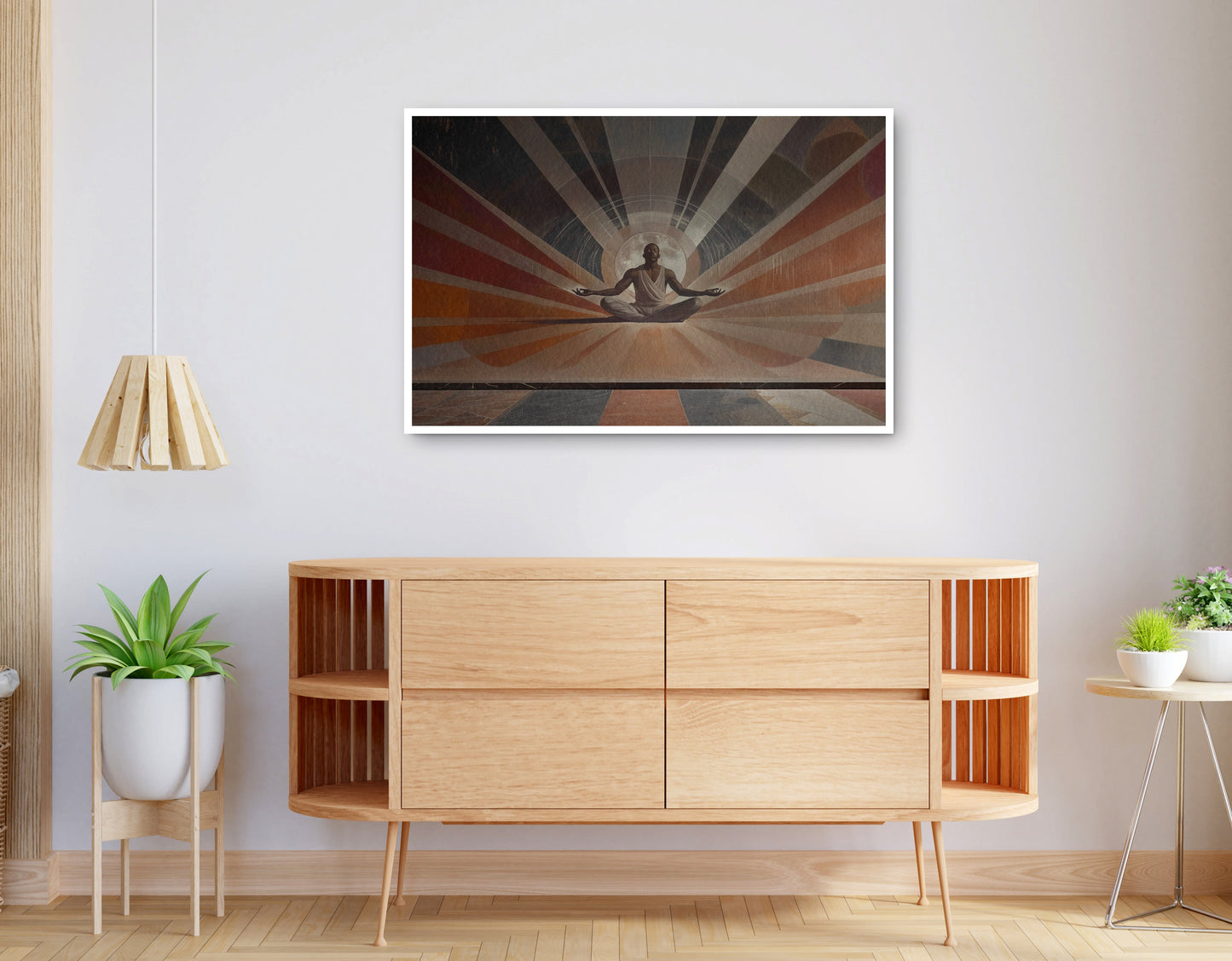 Alternate view of Black Woman Meditation Sun Rays African American wall art canvas print