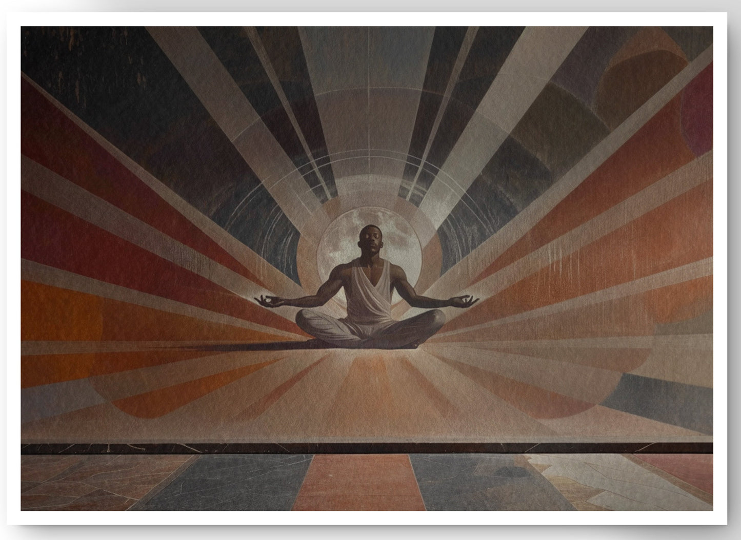 Black Woman Meditation Sun Rays African American wall art canvas print by MoomZee Artwork