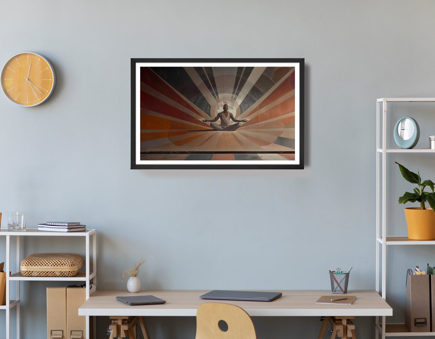 Black Woman Meditation Sun Rays African American wall art view 72